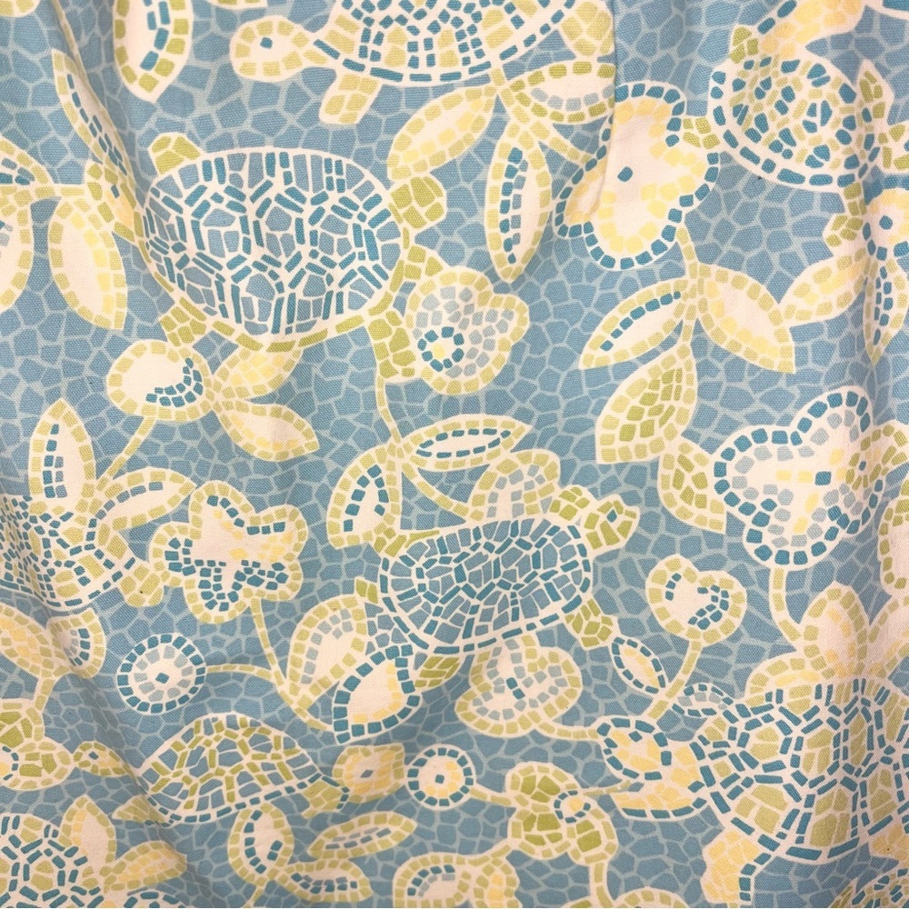 Talbots Womens 10 Coastal Sea Turtle Floral Mosaic Print A-line Skirt Blue Green - Picture 2 of 7